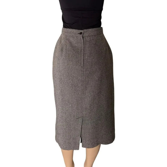Vintage 80's Women's Wool Tweed Skirt - Black & Gray, Size 12 Made in Yugoslavia - Picture 3 of 9